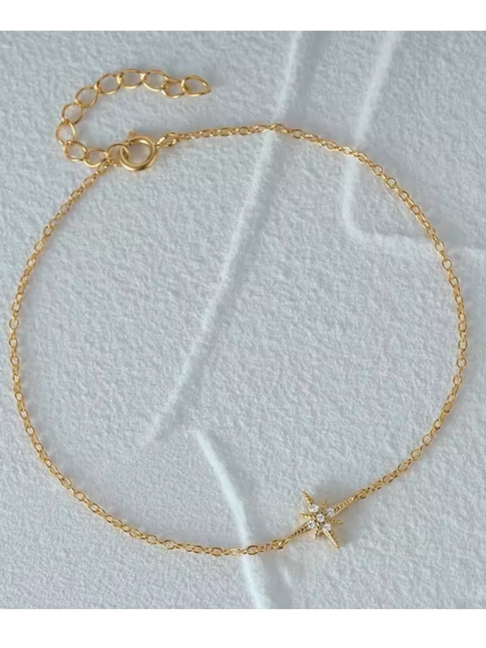 925 Sterling Silver & Gold Plated Starburst Chain Bracelet - Picture 2 of 5